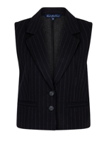 Red Button Waistcoat Punta Pinstripe Black