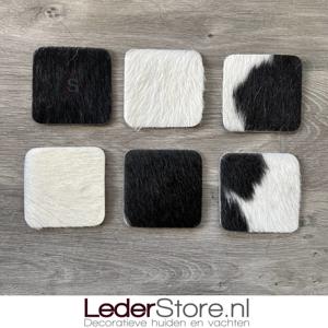 Koeienhuid onderzetters zwart wit 10x10cm