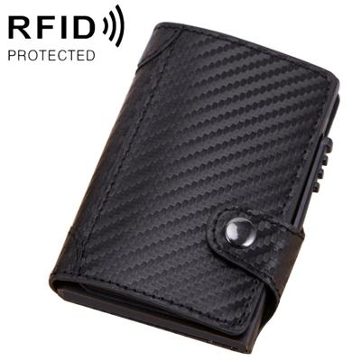 X-51 automatisch Uitvouwkaart type anti-magnetische RFID anti-diefstal PU lederen portemonnee met kaartsleuven (Carbon Fiber zwart)