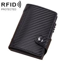 X-51 automatisch Uitvouwkaart type anti-magnetische RFID anti-diefstal PU lederen portemonnee met kaartsleuven (Carbon Fiber zwart)