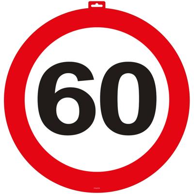 Decoratie verkeersbord 60 jaar - 47 cm - karton - deurbord - 60e verjaardag versiering Decoratie verkeersbord 60 jaar - 47 cm - karton - deurbord - 60e verjaardag versiering