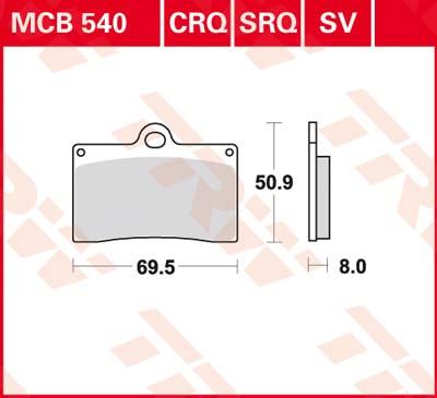 TRW Remblokken, en remschoenen voor de moto, MCB540SV Sinter street