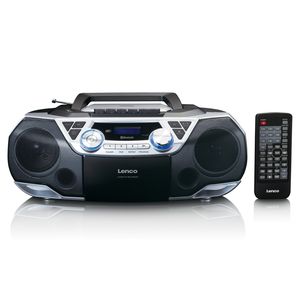 Draagbare boombox met DAB+/FM radio, Bluetooth®, CD, casette recorder en USB speler Lenco Zwart-Zilver