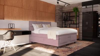 OP=OP Elektrische Boxspring Delux - 140 x 200 Oudroze - Hoofdbord en voetbord Levi