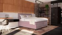 OP=OP Elektrische Boxspring Delux - 140 x 200 Oudroze - Hoofdbord en voetbord Levi
