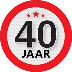 40 jaar versiering ronde sticker 9 cm