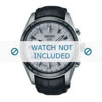 Horlogeband Seiko 8X22-0AG0 / SSE093J1 / L0CK016J9 Krokodillenleer Zwart 22mm - thumbnail