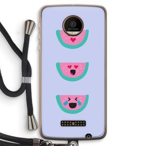 Smiley watermeloen: Motorola Moto Z Force Transparant Hoesje met koord