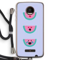 Smiley watermeloen: Motorola Moto Z Force Transparant Hoesje met koord
