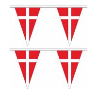 Denemarken vlaggetjes vlaggenlijn - 2x stuks - 5 meter - Deense versiering - Polyester - Feestartike