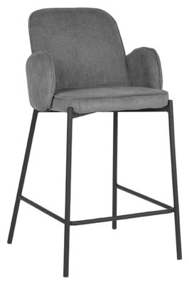 LABEL51 Barkruk 'Jari' Rib, kleur Grijs (zithoogte 65cm)