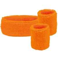 Zweetbandjes set van 3 - Oranje/supperter/Koningsdag - Hoofdband en polsbandjes