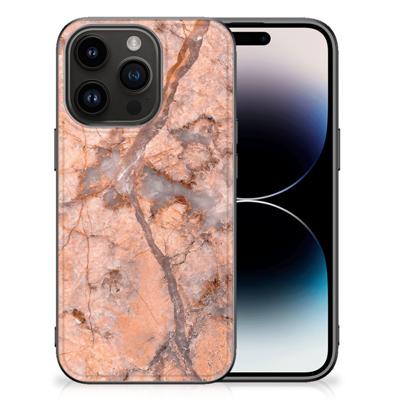 iPhone 15 Pro Marmeren Print Telefoonhoesje Marmer Oranje