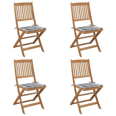 Tuinstoelen 4 st inklapbaar met kussens massief acaciahout