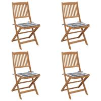 Tuinstoelen 4 st inklapbaar met kussens massief acaciahout