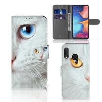 Samsung Galaxy A20e | Telefoonhoesje | Met pasjeshouder | Witte Kat