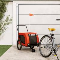 Hondenfietstrailer oxford stof en ijzer oranje en zwart - thumbnail