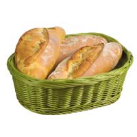 Kesper Brood/fruit mandje - gevlochten kunststof - olijfgroen - ovaal - L29 x B23 x H9 cm - broodmandjes   -