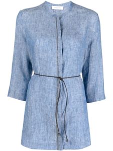 Fabiana Filippi blouse en lin à taille nouée - Bleu