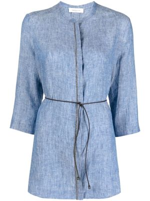 Fabiana Filippi blouse en lin à taille nouée - Bleu