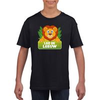 Leeuwen dieren t-shirt zwart voor kinderen - thumbnail