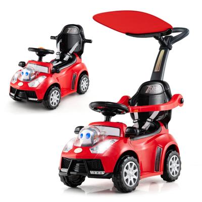 3-in-1 Loopauto met Duwstang Loopvoertuig Duwauto met Opbergruimte Loopauto Rood