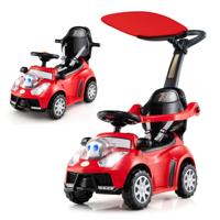 3-in-1 Loopauto met Duwstang Loopvoertuig Duwauto met Opbergruimte Loopauto Rood
