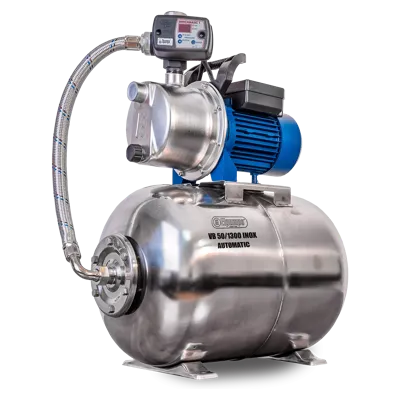 VB 50/1300 INOX Automatic Hydrofoorpomp, met INOX waaier, pompbehuizing en drukvat, 1300 W, 5,400 l/h, 4,7 bar, 50 L