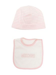 Moschino Kids chapeau en coton à logo brodé - Rose