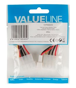 Valueline Interne Stroomkabel Molex Male - Molex Female + 3-Pins Fan Power 0.15 m - AKTIE!