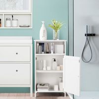 Badkamervloer Opbergkast Multifunctionele Vrijstaande Kast met Enkele Deur Moderne Houten Kluisje voor Thuis Kantoor Wit