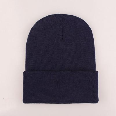 Eenvoudige effen kleur warme Pullover gebreide Cap voor mannen/vrouwen (Navy)