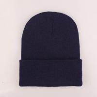 Eenvoudige effen kleur warme Pullover gebreide Cap voor mannen/vrouwen (Navy)