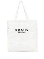 Prada sac porté épaule à logo brodé - Blanc