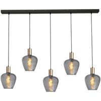 Masterlight 5-lichts hanglamp - goud -Porto met Diamond smoke glazen - 2711-05-02-130-5-5 Masterlight 5-lichts hanglamp - goud -Porto met Diamond smoke glazen - 2711-05-02-130-5-5
