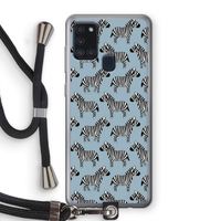 Zebra: Samsung Galaxy A21s Transparant Hoesje met koord