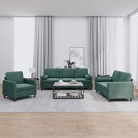3-delige Loungeset met kussens fluweel donkergroen