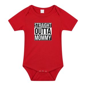 Straight outta mommy geboorte cadeau / kraamcadeau romper rood voor babys