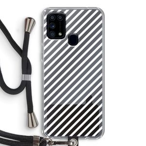 Strepen zwart-wit: Samsung Galaxy M31 Transparant Hoesje met koord