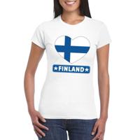 Finland t-shirt - met hartjes vlag print - wit - dames - korte mouwen - landen supporters