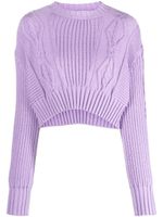 Patrizia Pepe pull en maille torsadée à coupe crop - Violet