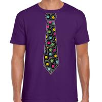 Cadeau T-shirt voor heren - langspeelplaat stropdas - paars - muziek fan