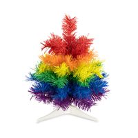 Mini kunst kerstboom - regenboog - H30 cm - kunststof - gekleurd miniboompje