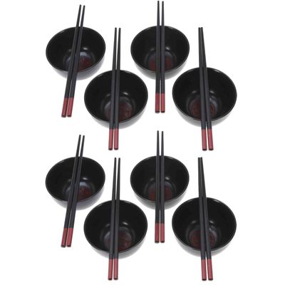 16-delige sushi serveer set voor 8 personen - keramiek - zwart