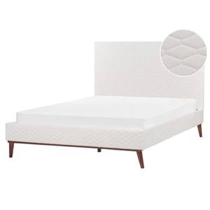 Beliani - BAYONNE - Tweepersoonsbed - Wit - 140 x 200 cm - Fluweel