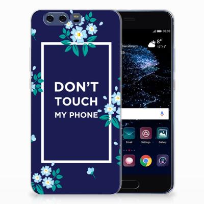 Huawei P10 Plus Silicone-hoesje Flowers Blue DTMP Huawei P10 Plus Silicone-hoesje Flowers Blue DTMP