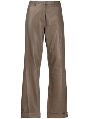 Federica Tosi pantalon évasé en cuir - Gris