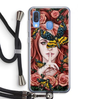 Lady Moth: Samsung Galaxy A40 Transparant Hoesje met koord