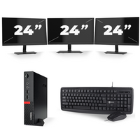 Lenovo ThinkCentre M710q USFF - Intel Core i5-6e Generatie - 8GB RAM - 256GB SSD - Windows 11 + 3x 24 inch Monitor