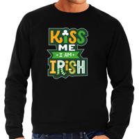 Kiss me im Irish - St. Patricks day thema sweater - trui - zwart - voor heren